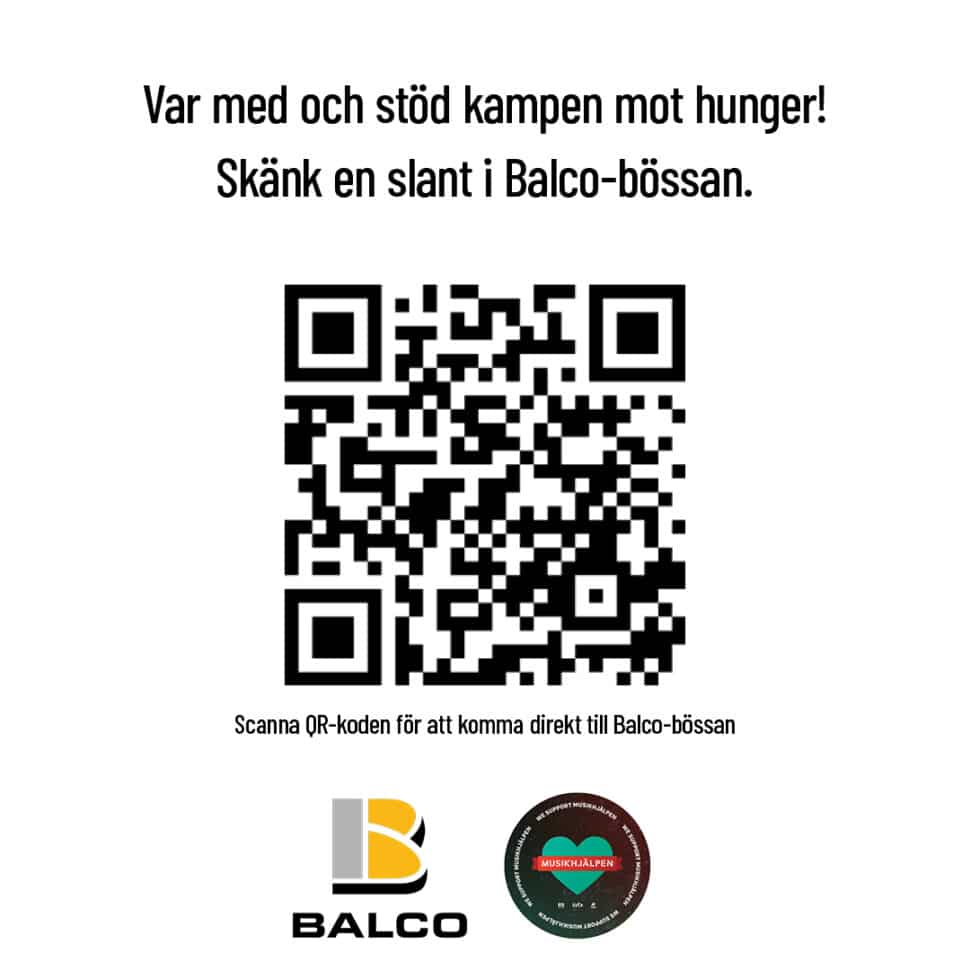 Balco stödjer Musikhjälpen 2023